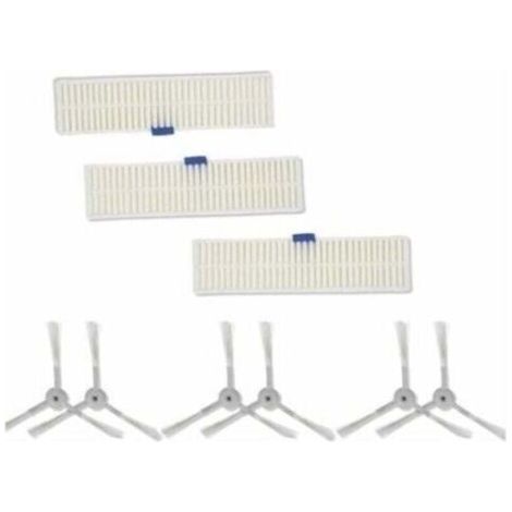 Accessoire pour aspirateur, XU,Destiné à Aspirateur Rowenta Robot Explorer Series 20 40 50 60, Brosse Latérale Et Filtre Hepa, 6 Têtes De Brosse + 3 Filtres -