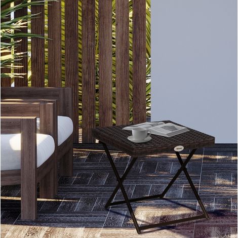Tisch Beistelltisch klappbar 40x40x40 Rattan Braun OKMYHOME (1/3)