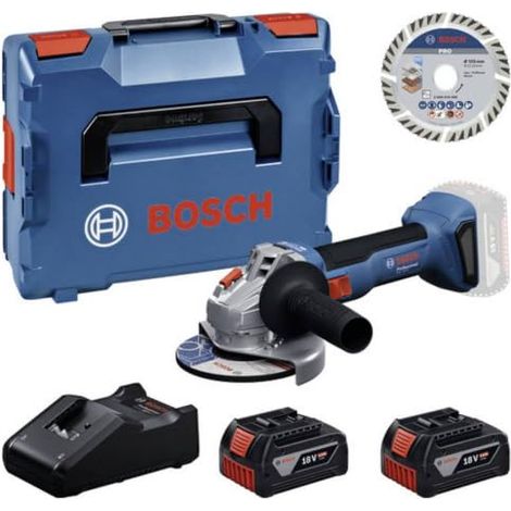 Powertools bosch gws 18v-11 s + 2x 4.0ah + gal + diamant ts (l)