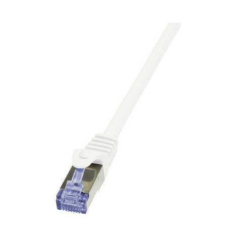 LogiLink CQ3031S RJ45 Câble réseau, câble patch CAT 6a S/FTP 1.00 m blanc ignifuge, avec cliquet d'e (1/2)