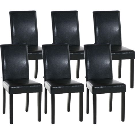 Set di 6 sedie da pranzo in finta pelle Ina nero nero