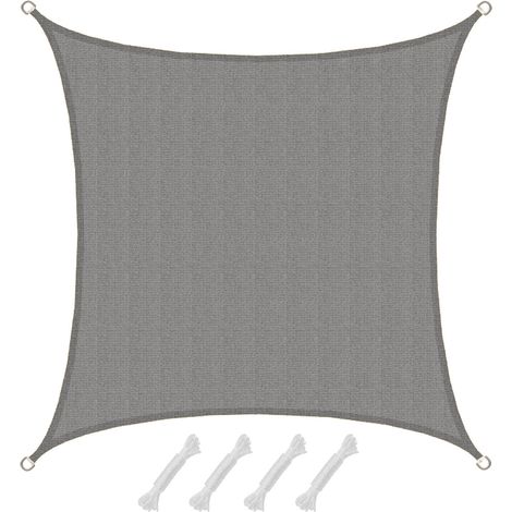 UV Sonnensegel 3x3 HDPE Quadratisch Sonnenschutz Überdachung Garten Balkon Grau