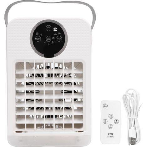 4 in 1 Portable Air Conditioner 700ML Evaporative AC Air Cooler Humidifier Personal Mini Desktop Cooling Fan with 3 Speeds 7 Colors Light 2-8h Timer (1/3)