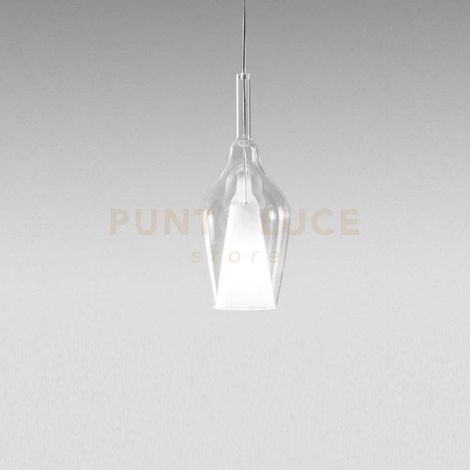 Ofelia S/12 Mini Lampada a Sospensione in Vetro Borosilicato Trasparente con Attacco E27 e Cavo 3 metri per Interni - Gealuce