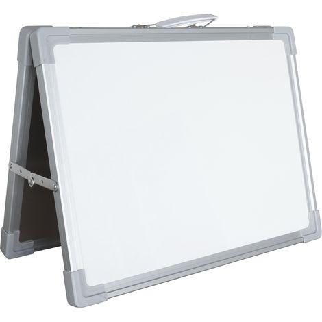 Tragbares Whiteboard - 30 x 40 cm - Silber-Grau - Beidseitig beschreibbar - Tragbare Magnettafel mit Tragegriff & Alu-Rahmen