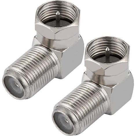 Adaptateur Type F à 90 Degrés Type F Mâle vers Femelle à Angle Droit Connecteur pour Antenne TV Montée sur Plaque Murale Satellite Virgin (2 Pièces) (1/4)