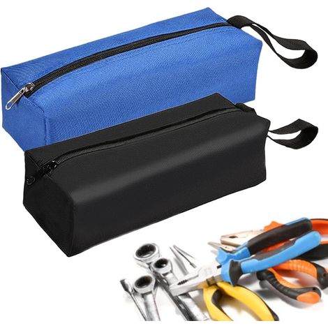 kleine Werkzeugtaschen aus Canvas, multifunktional mit Reißverschluss, wasserdichte Werkzeugtaschen aus Canvas für Schraubendreher, Schrauben, Muttern, Zangen (Blau und Schwarz) (1/5)