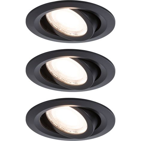 Paulmann LED-Einbauleuchte Fixed 3er Set 570 lm Ø 8,2 cm warmweiß schwarz Deckenlampen (1/3)