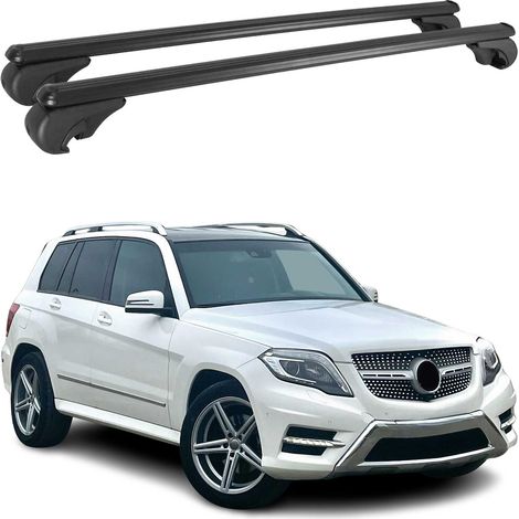 OMAC Barres de toit en aluminium pour Mercedes GLK X204 2008-2015 – TÜV / DIN 75302:2019 – Antivol inclus – Charge max 75 kg – 2 barres Noir (1/4)