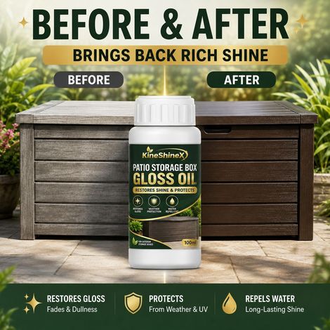 KineShineX Patio Storage Box Polish - Outdoor Plastic Resin Storage Box - Revitalizing and Brightening Care (1/4)