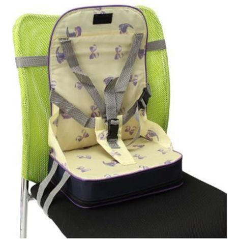 Réhausseur Siège de Table Bébé Pliable Jaune - Harnais 5 points - Voyage (1/4)