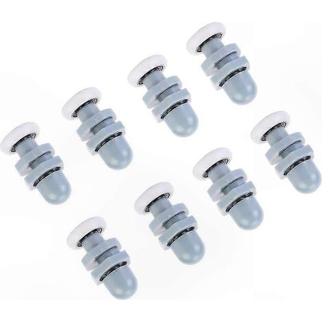 Lot de 8 galets de roulement pour porte de douche, roulettes coulissantes en plastique durable de 19 mm, systèmes de verre de salle de bain (1/5)