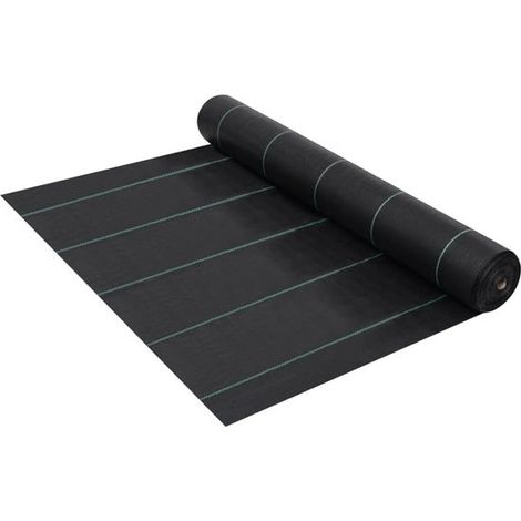 Tissu anti-racines 1 x 10 m, 10 m², noir, 60 g/m², perméable à l'eau, stable aux UV, avec lignes vertes pour plantations et bordures (1/5)