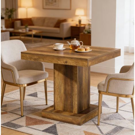 Mesa de comedor cuadrada (91x88x9.5 cm), diseño compacto, superficie fácil de limpiar, MDF marrón (1/5)