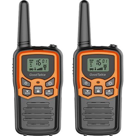 Talkie Walkie Longue Portée 5KM, Camping Accessoires Talkie Walkie Adulte Enfants Radio Talkie Walkie Chasse avec Lampe de Poche rétroéclairée LED(Orange) (1/5)
