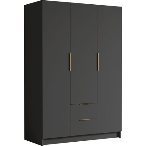 Armario Closico 200, Negro, 216x150x60cm, Puertas de armario: Con bisagras, Número de estantes: 0