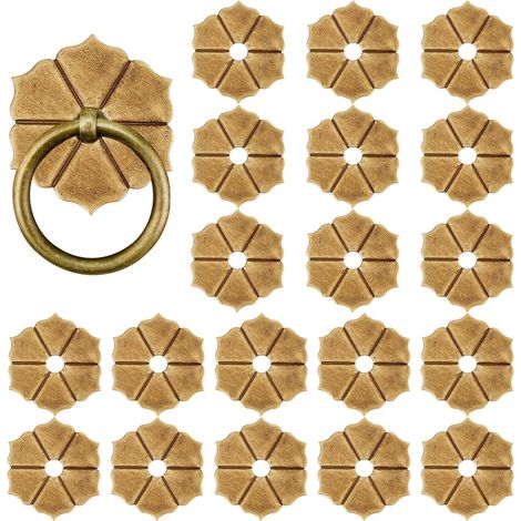 20 Pièces Rondelles de Poignée en Laiton Décoration de Meubles Joint 35 x 30.5 mm avec Trou de 6mm Rondelles de Bouton Bronze Antique Quincaillerie Décorative Fleur Plaque de Fond (1/5)