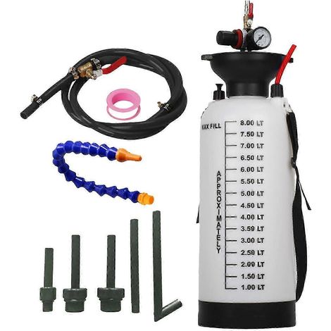 8-Liter-Druckluftpumpe für Getriebeöl mit ATF-Einfüllbehälter, Getriebeöl-Ablasspumpe und Adapter.