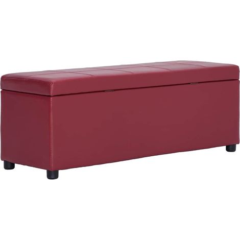 vidaXL Banco con espacio de almacenaje 116 cm piel sintética rojo vino (1/5)