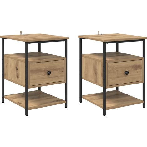 Maison Exclusive - Armario de Noche 2 uds. Roble artisan 40 x 42 (1/5)