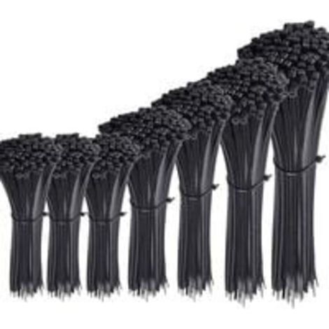 700 Pièce Colliers Nylon de Serrage de Noir, Longueurs 4"/ 6"/ 8"/ 10"/ 12"