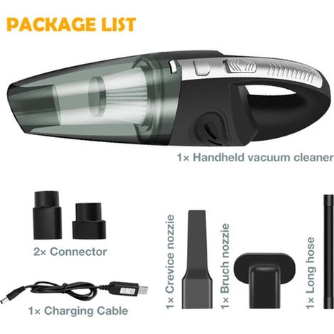 Aspirateur sans fil rechargeable pour voiture, aspiration cyclonique puissante de 9000 Pa, mini aspirateur portable sans fil pour la maison. (1/5)