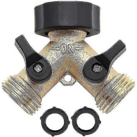 2-Wege-Schlauchverteiler, robuster Messing-Schlauchverbinder mit 2 Dichtungen für den Garten (1/3)