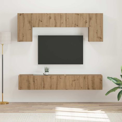 TV-Schrankset Wandmontiert 4 pcs Hochglanz Weiß Holzwerkstoff