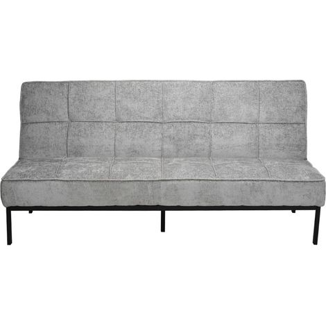 Schlafsofa CALMORA – Stoff grau – Integrierte Matratze – Holzstruktur – Kompaktes und elegantes Design