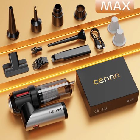 (MAX Black 2hepa) Mini aspirateur de voiture 998000PA, puissant, sans fil et portable, idéal pour la maison et comme souffleur portatif. (1/4)