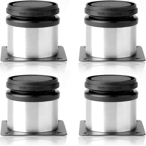 4-teiliges Möbelset mit verstellbaren Küchenbeinen aus Edelstahl rund schwarz und silber 50x50 mm