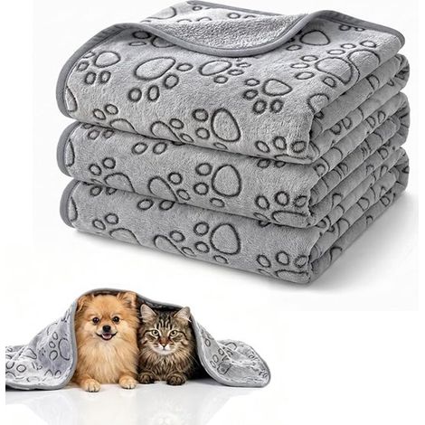 Ensemble de 3 couvertures pour chien (voiture ou canapé) - 52 x 76 cm - Couverture protectrice pour le canapé - Polaire corail - Lavable - Douce et chaude - Convient aux chiots et chatons de petite et (1/5)