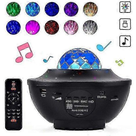 Lampe projecteur d'étoiles, effet lune et vagues, format mini 16 cm, veilleuse pour la chambre à coucher (1/4)