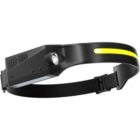 Wiederaufladbare LED-Stirnlampe per USB, COB XPE Wellensensor-Stirnlampe mit 5 ultrahellen Beleuchtungsmodi, wasserdicht, ideal zum Angeln, Campen, Reparieren, Radfahren und Laufen. (1/5)