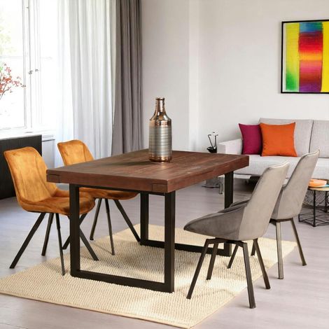 Table à manger extensible bois recyclé 140-180 SAMOA (1/5)