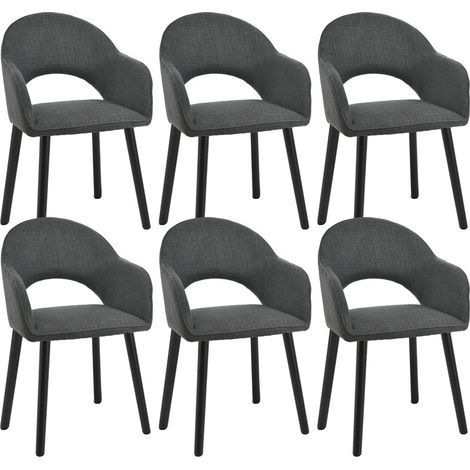 Modern dining chairs with crescent-shaped backrests and ergonomic armrests, combining style and comfort - Set of 6 - Leaden (1/5)