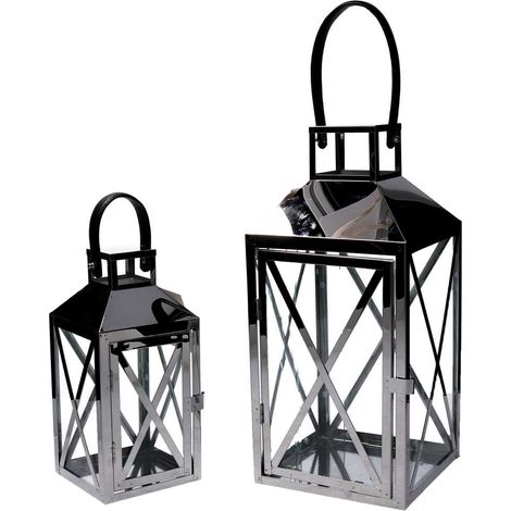 Quadratische Laterne aus silbernem Metall 1-2 cm19x19h42 (1/3)