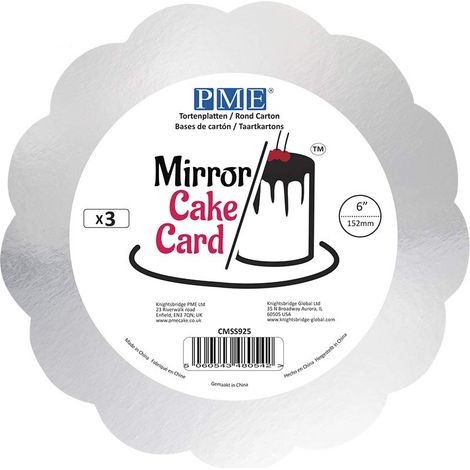 Carte de Gâteau Miroir Bord Pétoncle Doré, Argent, 6 Pouces, Lot de 3 cartes (1/2)