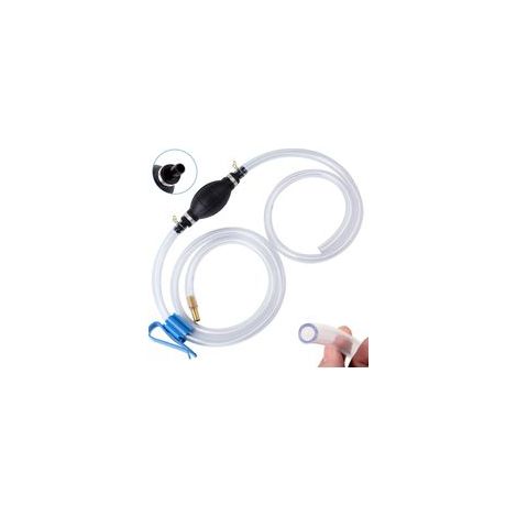 Pompe manuelle pour siphon - Pour essence, huile, carburant, diesel, eau, aquarium, avec tuyaux de siphon et collier de serrage