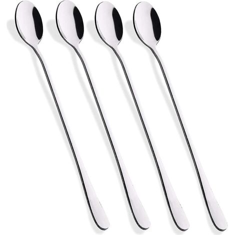 23 cm (9 Zoll) lange Eistee-Löffel, 4er-Set – Silber