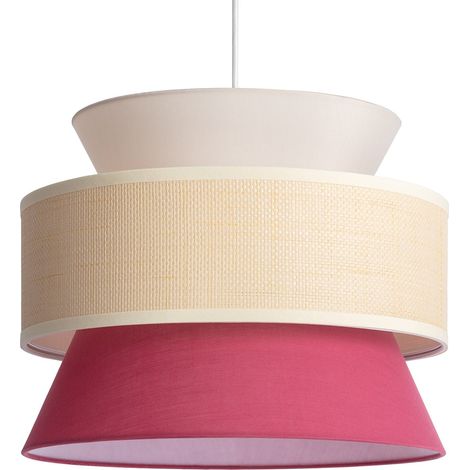 Ledkia – Suspension tissu Chulu rouge framboise – Type d'ampoule E27 – Design élégant pour ambiance personnalisée – Compatible avec ampoules RGB