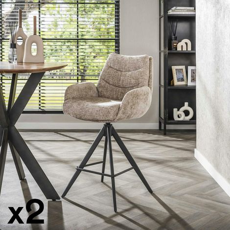 Tabouret de bar pivotant grand confort, finition beige (lot de 2) TAJ (1/4)