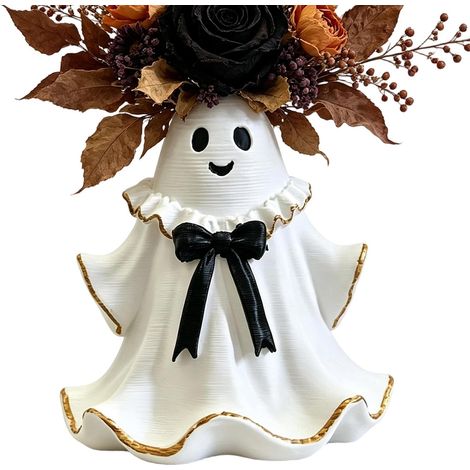 Pot de fleurs d'Halloween avec nœud souriant décoratif (1/5)