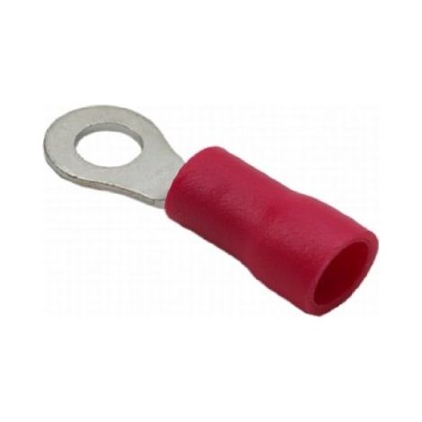 Conector de ojal aislado M6, 10 unidades, rojo