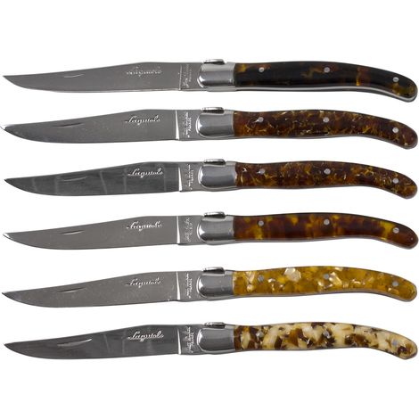 Jean Dubost - Coffret 6 couteaux laguiole acrylique ecaille (1/3)