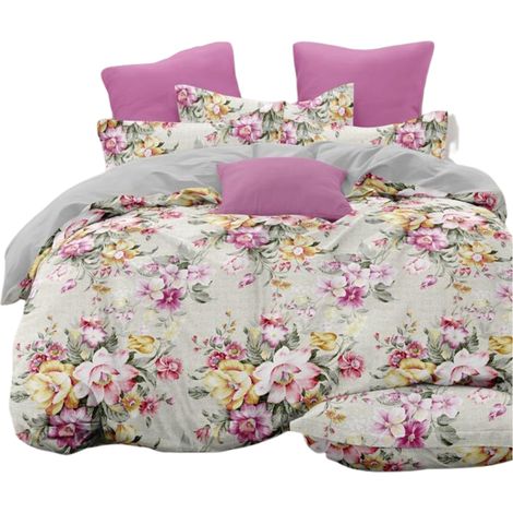 Juego de ropa de cama de satén Parylux 3.5 "Flores dulces" con funda nórdica de 200x220cm. (1/2)
