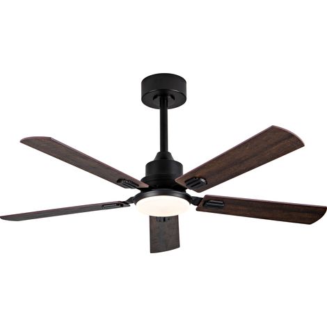 CAIziVentilateur de plafond noir 52 pouces avec lumière et télécommande, ventilateur de plafond moderne intérieur/extérieur pour chambre, salon et terrasse, moteur CC réversible silencieux à 6 vitesse