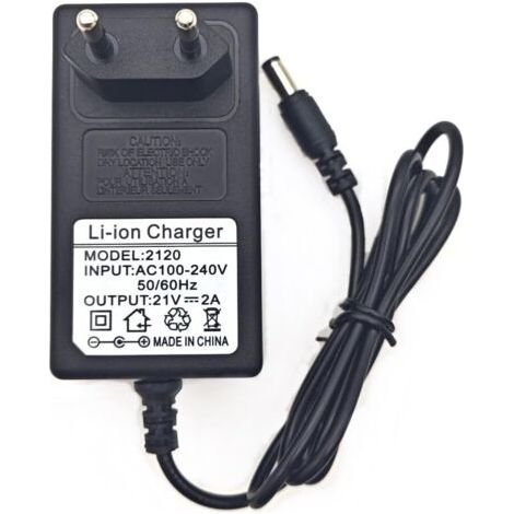QORVA-21V 2A 42W Alimentation Chargeur de Remplacement AC à DC avec câble de Charge et Voyant Lumineux