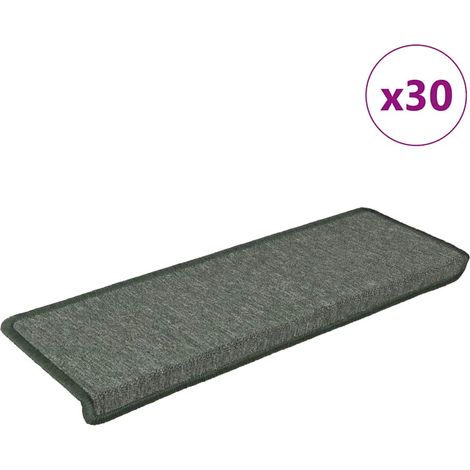 Maison Exclusive - Tapis d'escalier 30 pièces 65 x 21 x 4 cm Vert foncé Bord rectangulaire (1/5)