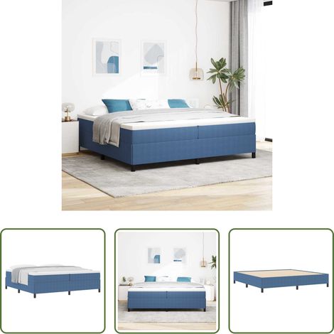vidaXL Holzrahmen - Boxspringbett Blau 200 x 200 cm Cordstoff (1/5)